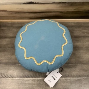 West Elm RHODE Wiggle Round Throw Pillow Freshwater Blue Spot Read NWT - Picture 1 of 8