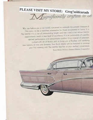 Original  1958 Buick Limited 4 door hardtop two page vintage print ad - Image 1 of 2