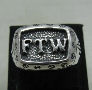 Huge Heavy Genuine Sterling Silver Ring Solid 925 F**K The World Handmade - Picture 1 of 5