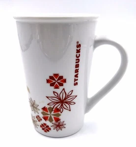 Starbucks Christmas Mug Cup Abstract Flowers Poinsettias Floral 12 Oz - Picture 1 of 5