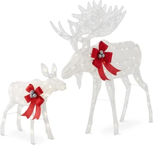 2-Piece Moose Family, Lighted Outdoor All-Weather Christmas Yard Decoration Ligh - Picture 1 of 7