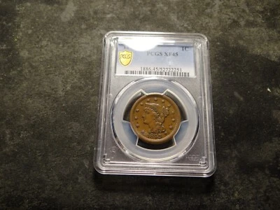 1849 PCGS XF45 Braided Hair Head Hair Large Cent FRESH SLABZ - Image 1 of 4