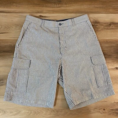Tommy Bahama Shorts Mens 34 Cargo Seersucker Blue Striped 10" Island Soft - Image 1 of 4