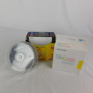 Sony CDs Slim Jewel Cases 11 on Spindle 44 Multicolor Paper Sleeves Media Lot 22 - Picture 1 of 8