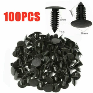 100x 8mm Universal Car Bumper Clip Hole Plastic Rivets Fastener Fender Push Trim - Picture 1 of 5
