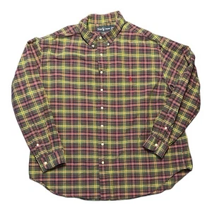 Ralph Lauren Polo Uomo Bottoni Multicolore Plaid Elasticizzata Oxford 3XB - Foto 1 di 4