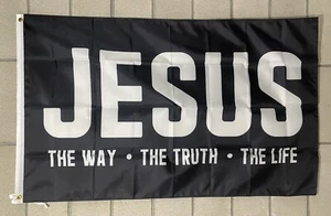 Jesus Flag FREE SHIP The Way The Truth The Life Christ Hope Savior USA Sign 3x5' - Picture 1 of 1