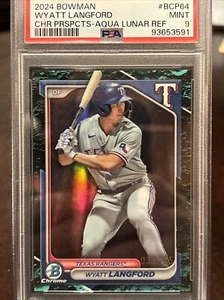 Bowman Wyatt Langford Aqua Lunar Refractor 2024 radiocontrol novato BCP64 PSA 9 como nuevo/125 - Imagen 1 de 4
