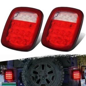 2X LED Tail Lights Rear Brake Lamps Turn Stop Reverse For Jeep Wrangler TJ CJ - Picture 1 of 11