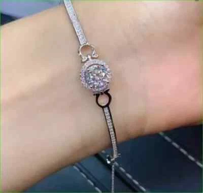 Brazalete Bolo de 3,50 quilates corte redondo VVS1/D diamante fiesta were acabado oro blanco 14K Foto 1 de 4