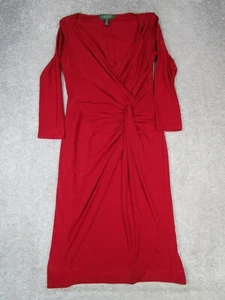 Lauren Ralph Lauren Dress Womens 4 Petite Red Wrap * - Picture 1 of 13
