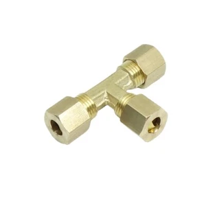 1/4" Tube OD Tee Brass Compression T Fitting Plumbing Adapter Water Oil Gas - Picture 1 of 1