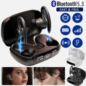 Bluetooth Headset 5.3 True Wireless Earbuds Headphones Ear Hook With Power Bank - Picture 1 of 12