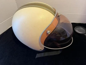 VINTAGE SNELL HELMET WITH BUBBLE SHIELD GREAT FIND - Picture 1 of 12