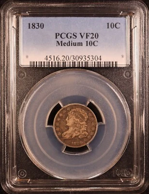 1830 Capped Bust Silver Dime "Medium 10C" - PCGS VF20 - Great Eye Appeal! PQ+ - Image 1 of 4