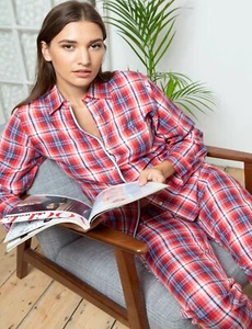 NEU Damen 100 % Baumwolle Deluxe Oxford Twill Karo Cottonreal Pyjama/Loungewear - Bild 1 von 3
