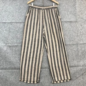Naturals by O&J Pants Womens 3 / Large Striped Linen Blend Straight Pocket 44111 - Picture 1 of 10