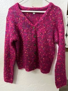 Maglione Vintage Savannah Misto Mohair Fuzzy Confetti Bottoni Frontali Taglia Media - Foto 1 di 6