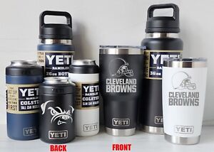 Cleveland Browns YETI Laser Engraved 20 or 30 oz. Tumblers and Colster - 2-SIDED