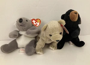 Lot of 3 Ty Beanie Baby Bears Blackie 1993 Almond 1999 Mel 1996 See Photos  - Picture 1 of 5