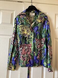 Gucci Womens Shirt Silk TWL Felin Garden Print Size 40