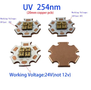 UVC 254nm 275nm 295nm 340nm LED UV Bulb 10mm 20mm PCB Disinfection Sterilizer - Picture 1 of 50