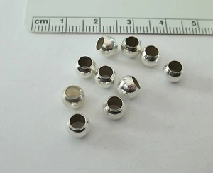 Diez cuentas separador de plata esterlina de orificio de 3,5 mm grandes de 6 mm - Imagen 1 de 1