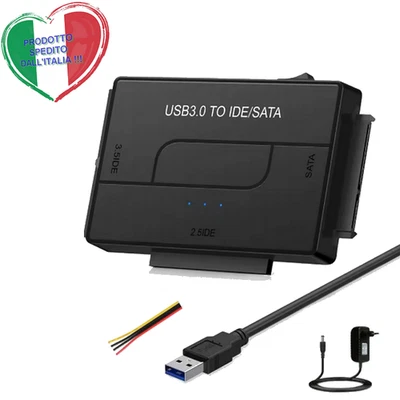 IDE SATA A USB 3.0 AdaTTATORE 2.5/3.5 HDD/SSD HARD DISK  CD PC - Immagine 1 di 4