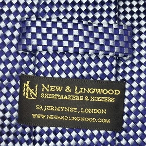 £125+ NEW & LINGWOOD MENS LUXURY NAVY & PALEBLUE MICRO TEXTURE TIE MADE ITALY Y4 - Picture 1 of 10