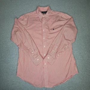 Polo Ralph Lauren Men’s Shirt Red White Stripe Classic Fit Long Sleeve Large - Picture 1 of 7