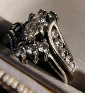 Juego de anillos nupciales de diamantes marquesa blancos de 14K de 1,5 quilates, tamaño 10,5 marcado de origen OCI - Imagen 1 de 9