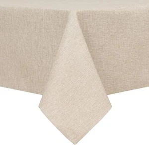 Hiasan Faux Linen Rectangle Tablecloth - 108" x 54" (Rectangular), Beige  - Picture 1 of 8