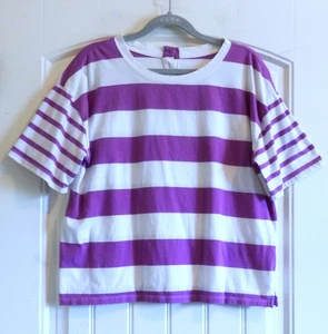 Talbots Women's Purple Wide Stripe Top Tee Blouse SZ M - Picture 1 of 3