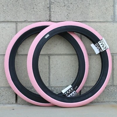 PAIR OF CULT BMX VANS TIRES 20x2.40" ROSE PINK w/ BLACK SIDEWALLS