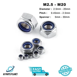 M2.5 M3 M4 M5 M6 M8 M10 M12 M16 to M20 Nuts T Type Nylock A4 Stainless Steel - Picture 1 of 22