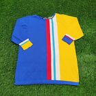 70s-Inspired Color-Panel Colorblock Sweater Womens M 20x25 Blue Yellow Red White