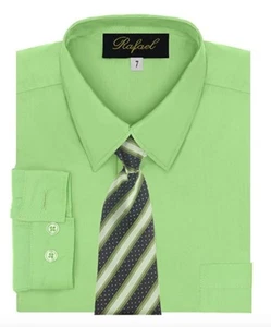 Boy's Dress Shirt & Tie Set Long Sleeve- Many Colors Available - Picture 1 of 32