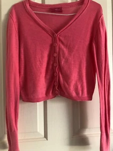 Cardigan Womens Pink Sugar Dress Skirt Cotton Cardigan Size 12 Soft Button Front - Picture 1 of 7