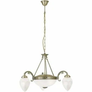 EGLO"IMPERIAL" 5 LIGHT BOWL PENDANT/BRONZE FINISH/WHITE SATINISED GLASS SHADES - Picture 1 of 6