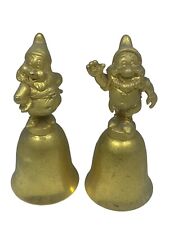 New England Society Disney 2 Snow White Dwarfs Gold Plated Bells Set Of 2