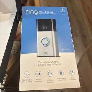 RING Video Doorbell Wire Free Brushed Nickel Motion WiFi 2 Way Talk - Picture 1 of 4