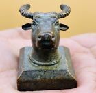 ancient near eastern bronze seal stamp with beast head and scripture rare