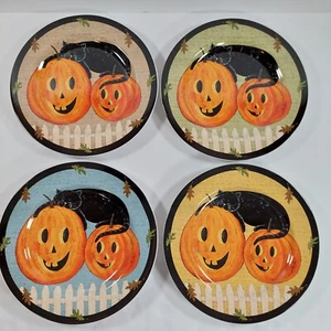 Vintage Warren Kimble Pumpkin Dreams Fall Halloween Salad Dessert Plates - Picture 1 of 10
