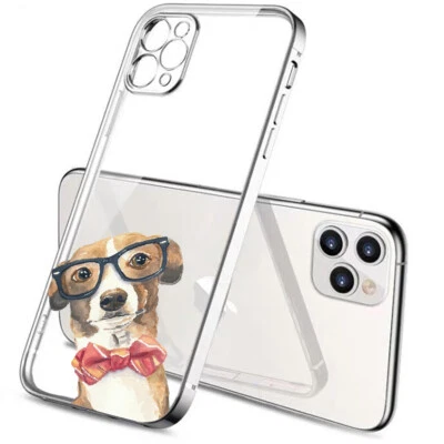 Custodia cover per iPhone 13 12 11 X XS 7 8 in Tpu morbido placcato Argento 1063 - Immagine 1 di 3