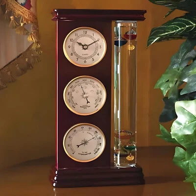 Galileo Weather Station w/ Clock Barometer Thermometer Table Desktop Home Decor - Image 1 of 4