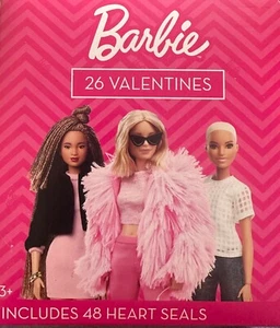 Niñas BARBIE San Valentín Intercambio de Aula Paquete de 26 Sellos de Corazón NUEVO - Imagen 1 de 2