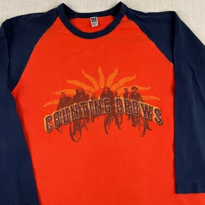 Counting Crows Long Sleeve Band T Shirt Mens Raglan Made In USA Rock Incubus Y2K - Image 1 of 4