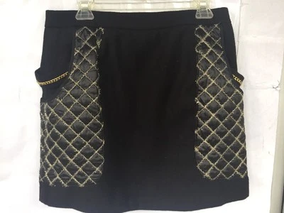 Falda acolchada de cadena negra y dorada para mujer 2b Rych 2BRYCH 2b talla 10 nueva sin etiquetas Foto 1 de 4