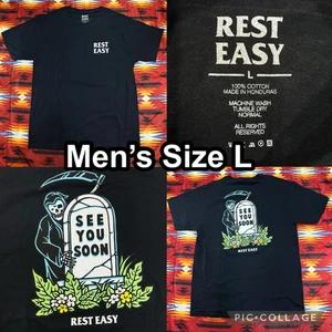 Rest Easy Brand Sensenmann See You Soon Tombstone schwarzes T-Shirt Herren Large - Bild 1 von 7
