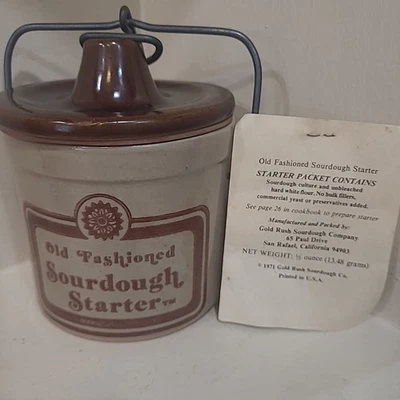 Vaso de iniciación de masa madre Gold Rush Old Fashioned 1971 con kit de inicio original Foto 1 de 4